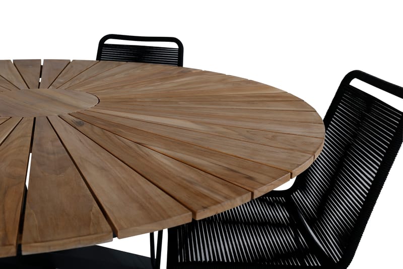 Mexico Spisebordssæt Ø140cm + 4 Lindos Stole Sort/Gul - Venture Home - Havesæt