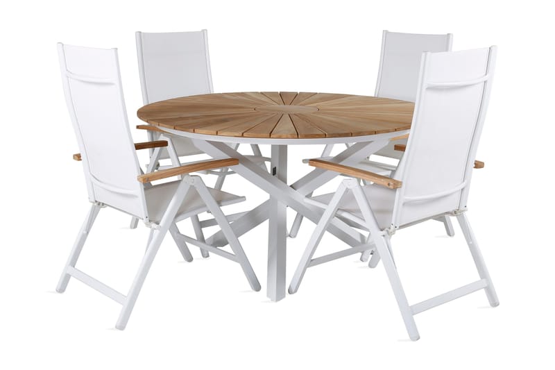 Mexico Spisebordssæt Ø140cm + 4 Panama Positionsstole Sort/G - Venture Home - Havesæt