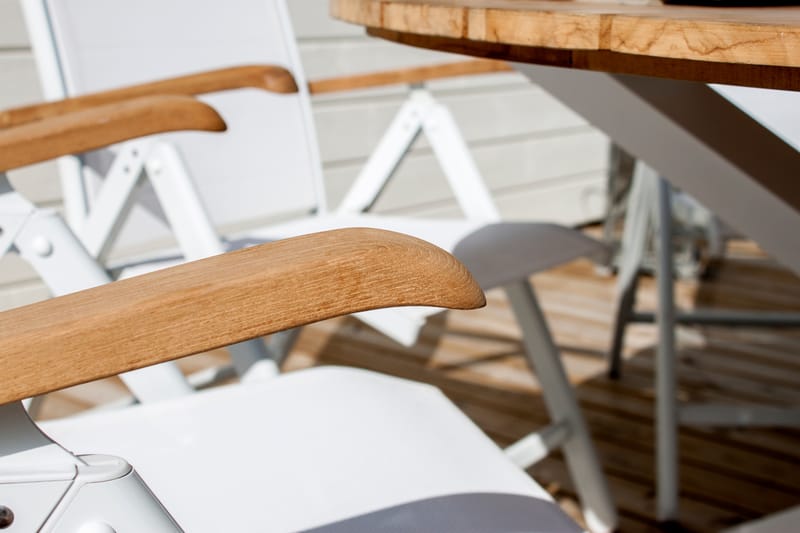 Mexico Spisebordssæt Ø140cm + 6 Panama Positionsstole Hvid - Venture Home - Havesæt