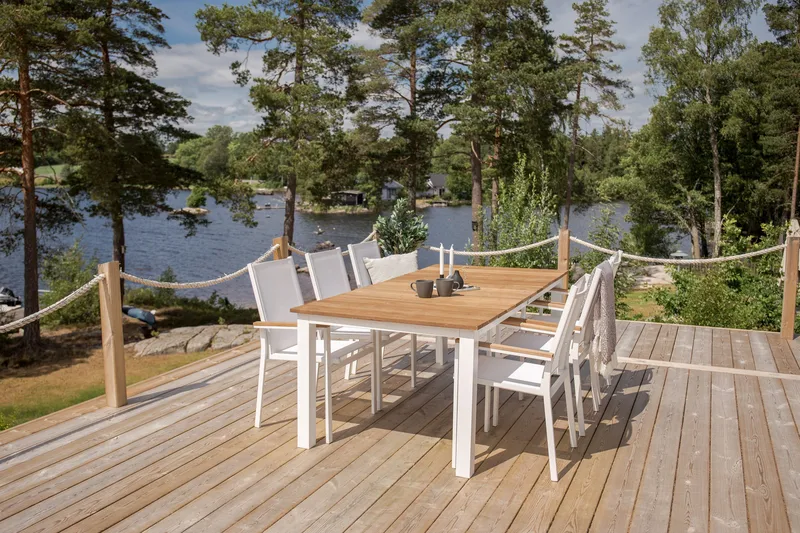 Mexico Spisebordssæt 200cm + 6 Texas Armstole, Sort/Grå