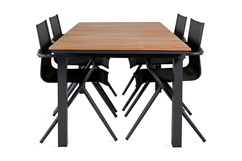 Mexico Udvideligt Spisebordssæt 160cm + 4 Alina Stole, Sort/Gul