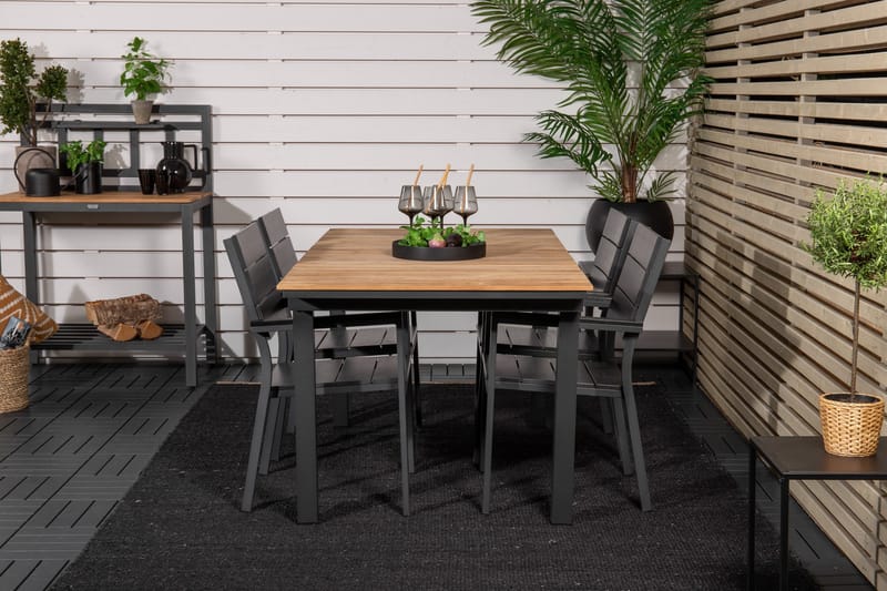 Mexico Udvideligt Spisebordssæt 160cm + 4 Levels Stole, Antracit