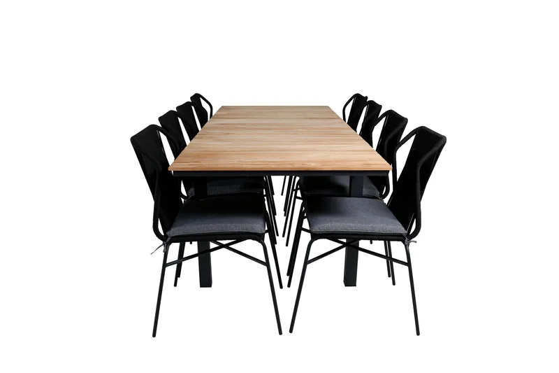 Mexico Udvideligt Spisebordssæt 160cm + 8 Julian Stole, Brun/Sort