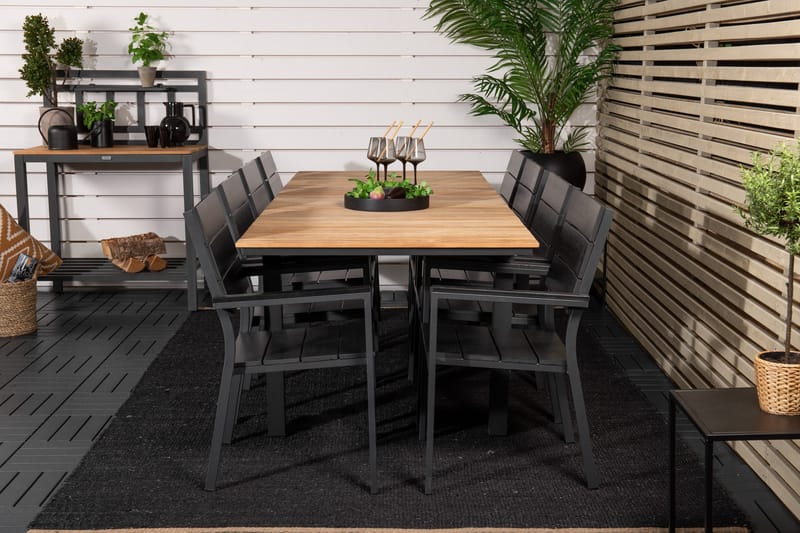 Mexico Udvideligt Spisebordssæt 160cm + 8 Levels Stole, Sort