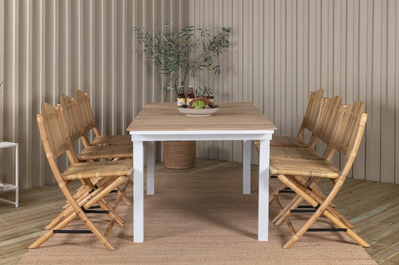 Mexico Udvideligt Spisebordssæt 180-240cm + 6 Cane Stole - Sort - Havemøbler - Udendørsgruppe - Havesæt