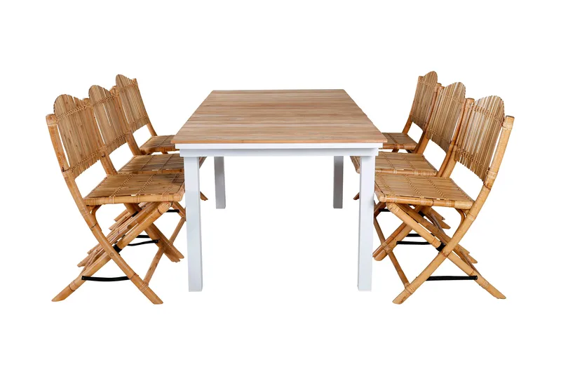 Mexico Udvideligt Spisebordssæt 180-240cm + 6 Cane Stole, Sort