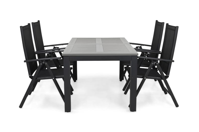 Monaco Havesæt 152-210 + 4 Maggie Positionsstole, Sort