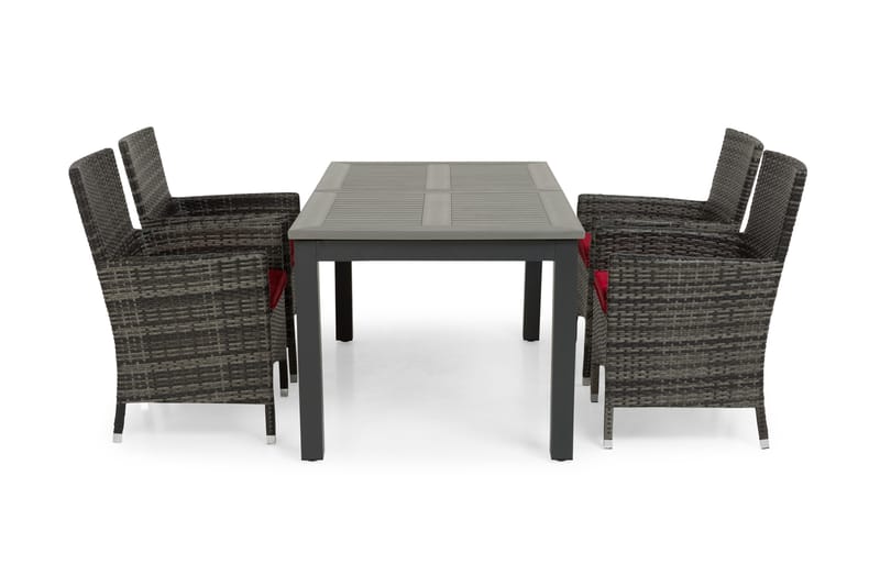 Monaco Havesæt 152-210 + 4 Thor Lænestole, Sort/Grå