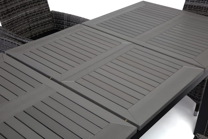 Monaco Havesæt 152-210 + 6 Jenny Justerbar Lænestole - Sort/Grå - Havemøbler - Udendørsgruppe - Havesæt