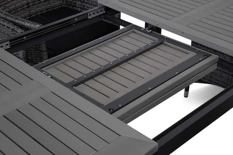 Monaco Havesæt 152-210 + 6 Jenny Justerbar Lænestole - Sort/Grå - Havemøbler - Udendørsgruppe - Havesæt