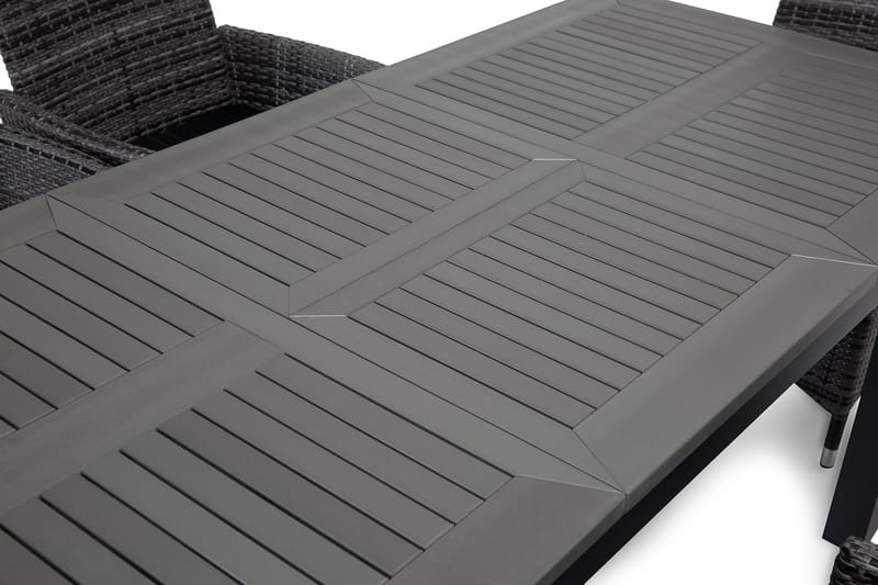 Monaco Havesæt 152-210 + 6 Jenny Justerbar Lænestole - Sort/Grå - Havemøbler - Udendørsgruppe - Havesæt