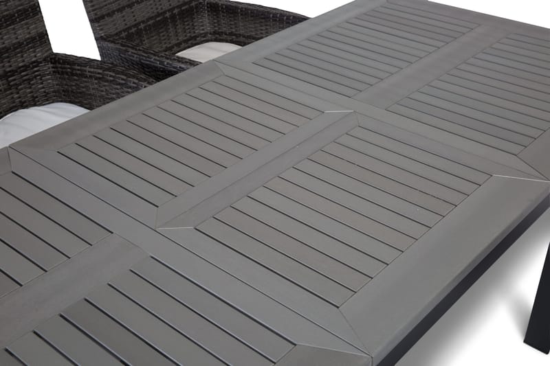 Monaco Havesæt 152-210 + 6 Thor Lænestole - Sort/Grå - Havemøbler - Udendørsgruppe - Havesæt