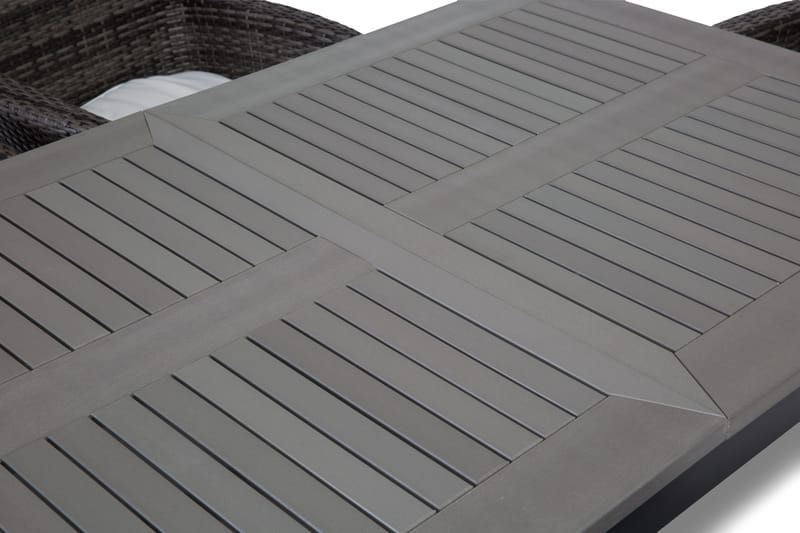 Monaco Havesæt 152-210 + 6 Thor Lænestole - Sort/Grå - Havemøbler - Udendørsgruppe - Havesæt