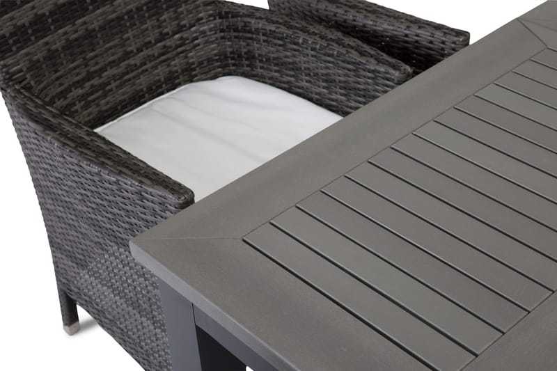 Monaco Havesæt 152-210 + 6 Thor Lænestole - Sort/Grå - Havemøbler - Udendørsgruppe - Havesæt