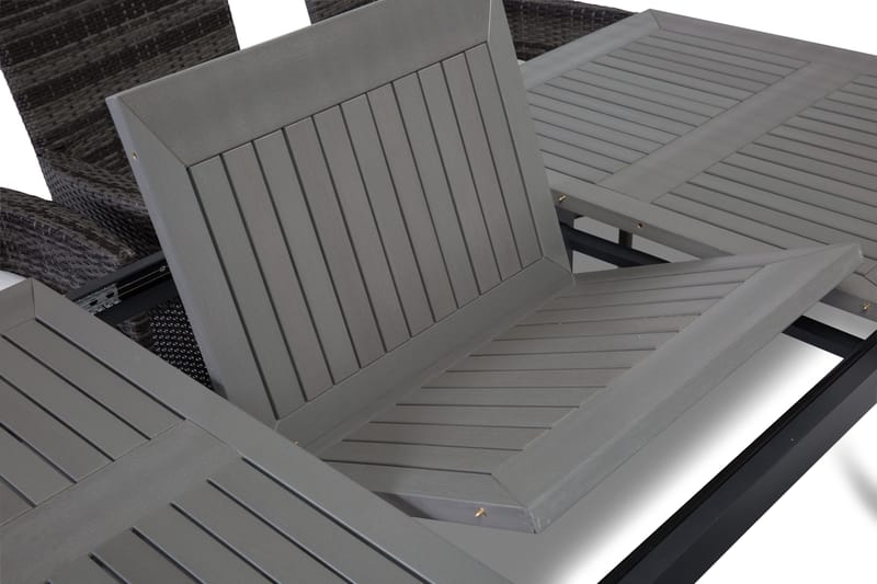 Monaco Havesæt 152-210 + 6 Thor Lænestole - Sort/Grå - Havemøbler - Udendørsgruppe - Havesæt