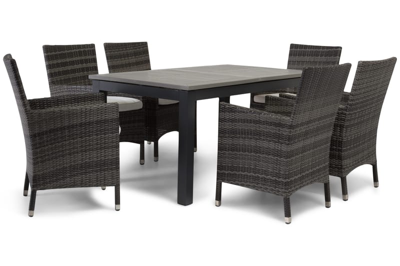 Monaco Havesæt 152-210 + 6 Thor Lænestole - Sort/Grå - Havemøbler - Udendørsgruppe - Havesæt