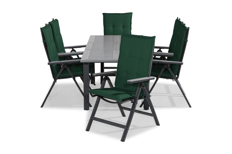 Monaco Havesæt 152-210x90+6 Monaco Light Positionsstol m. Hy, Sort/Grå/Grøn