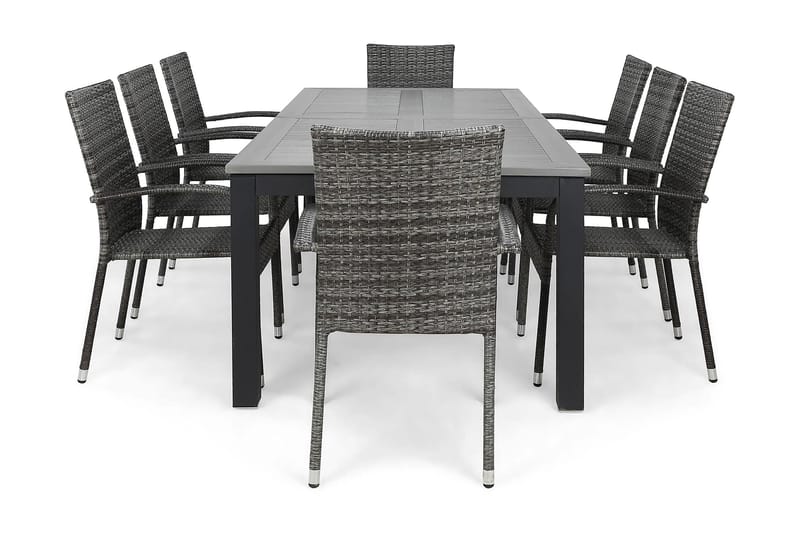 Monaco Havesæt 220-280 + 8 Thor Light Stole - Sort/Grå - Havemøbler - Udendørsgruppe - Havesæt