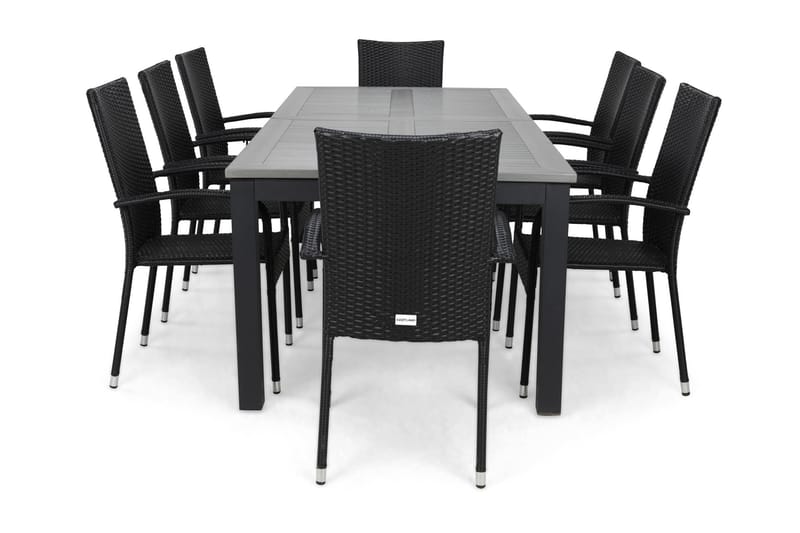 Monaco Havesæt 220-280 + 8 Thor Light Stole - Sort/Sort - Havemøbler - Udendørsgruppe - Havesæt