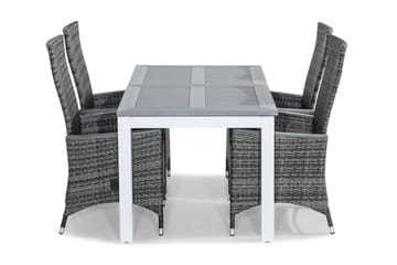 Monaco Spisebordssæt 152-210x90 + 4 Jenny Lyx Lænestol Juste - Hvid/Grå - Havemøbler - Udendørsgruppe - Havesæt