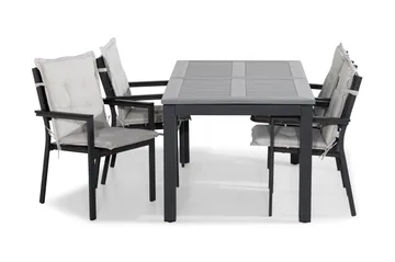 Monaco Spisebordssæt 152-210x90 + 4 Tunis Stabelstol m. Hynd