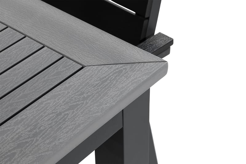 Monaco Spisebordssæt 152-210x90 + 4 Tunis Stabelstol - Sort - Havemøbler - Udendørsgruppe - Havesæt