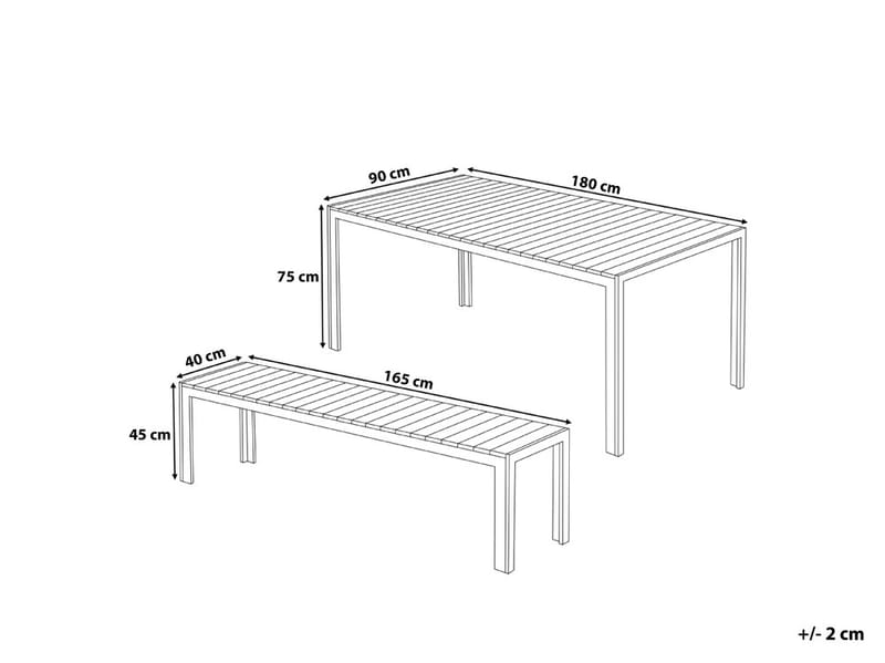 Nardo havemøbler med bord + bænk - Grå - Havemøbler - Udendørsgruppe - Havesæt