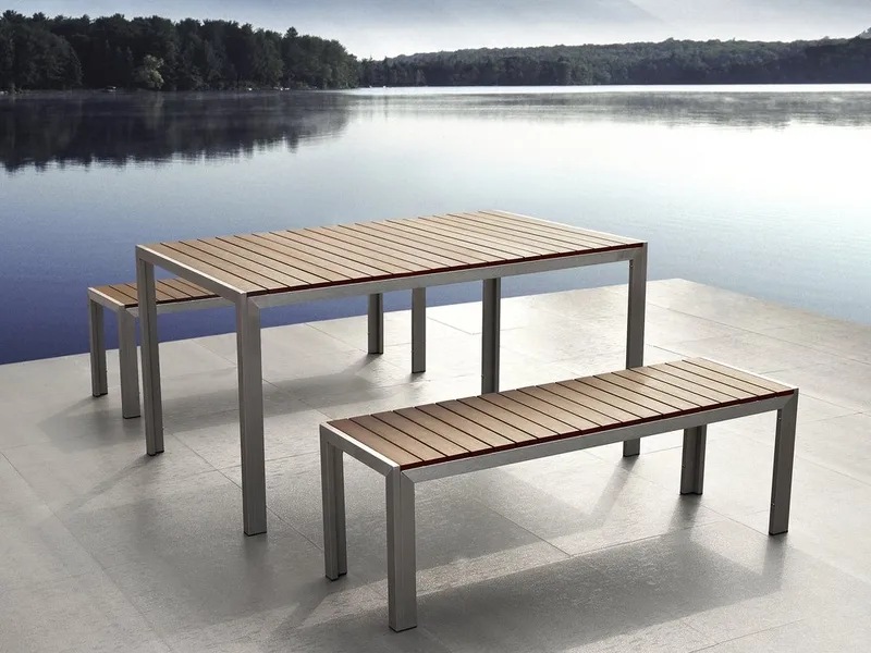 Nardo havemøbler med bord + bænk, Træ / natur