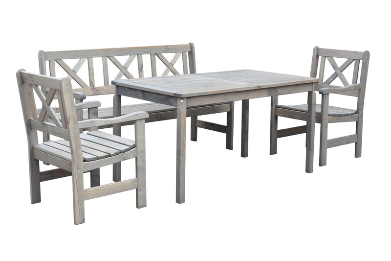 Olivo Spisebordssæt + 2 Stole + Bænk, Grå