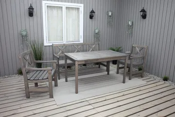 Olivo Spisebordssæt + 2 Stole + Bænk - Grå - Havemøbler - Udendørsgruppe - Havesæt