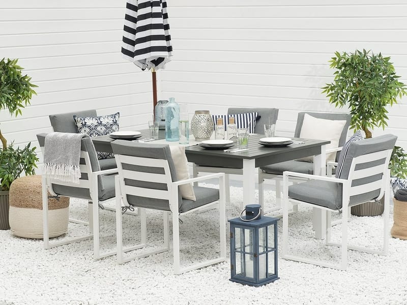 Pancole havemøbler med bord + 6 stole - Grå - Havesæt