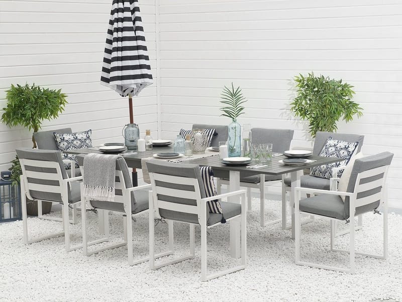 Pancole havemøbler med bord + 8 stole, Grå