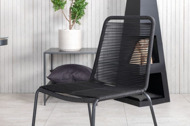 Paola Spisebordssæt 200cm + 6 Lindos Stabelbare stole Sort - Venture Home - Havesæt
