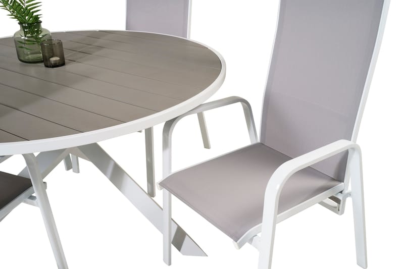 Parma Spisebordssæt Ø140cm + 4 Copacabana Stole - Sort/Grå - Havemøbler - Udendørsgruppe - Havesæt