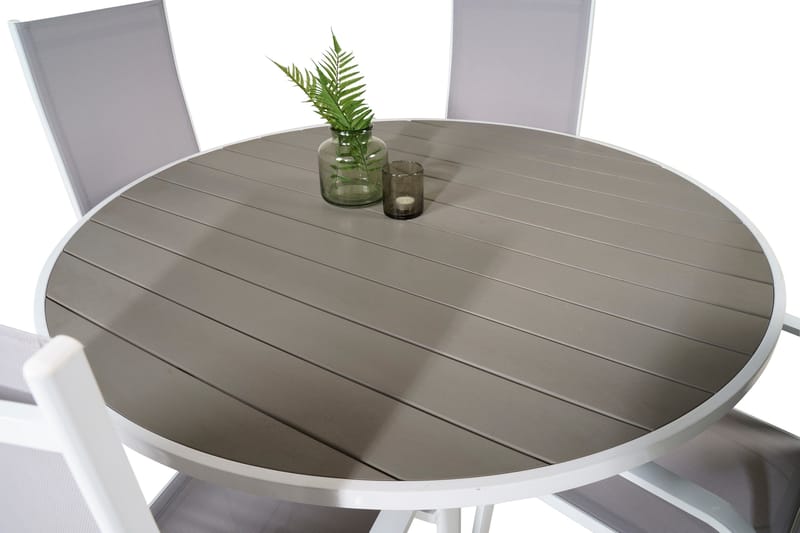 Parma Spisebordssæt Ø140cm + 4 Copacabana Stole - Sort/Grå - Havemøbler - Udendørsgruppe - Havesæt