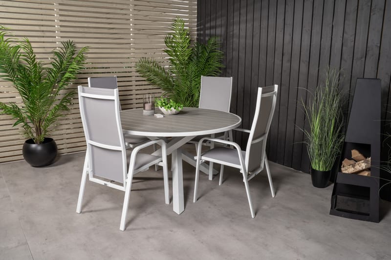 Parma Spisebordssæt Ø140cm + 4 Copacabana Stole - Sort/Grå - Havemøbler - Udendørsgruppe - Havesæt