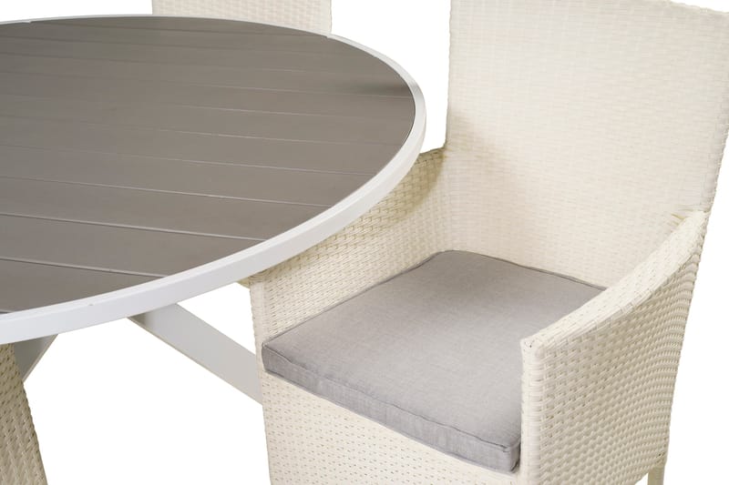 Parma Spisebordssæt Ø140cm + 4 Malin Armstole - Sort/Grå - Havemøbler - Udendørsgruppe - Havesæt