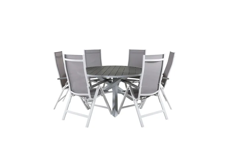 Parma Spisebordssæt Ø140cm + 6 Albany Positionsstolee, Sort