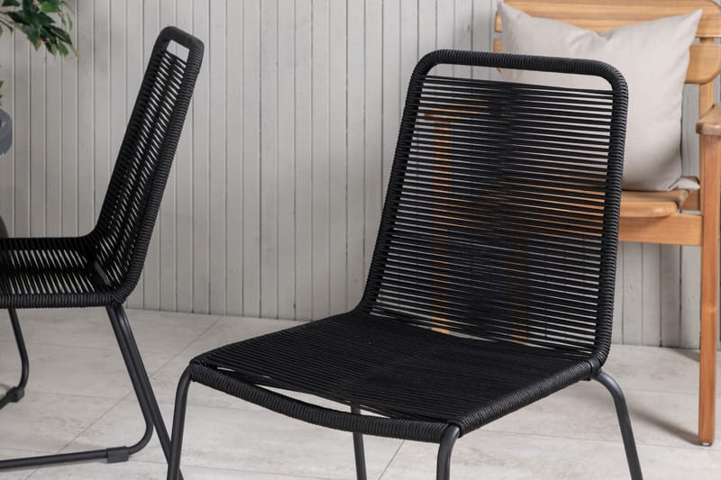 Parma Spisebordssæt Ø140cm + 6 Lindos Stole - Sort/Grå - Havemøbler - Udendørsgruppe - Havesæt