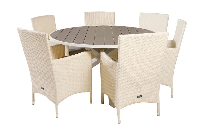 Parma Spisebordssæt Ø140cm + 6 Malin Armstole Sort/Grå - Venture Home - Havesæt