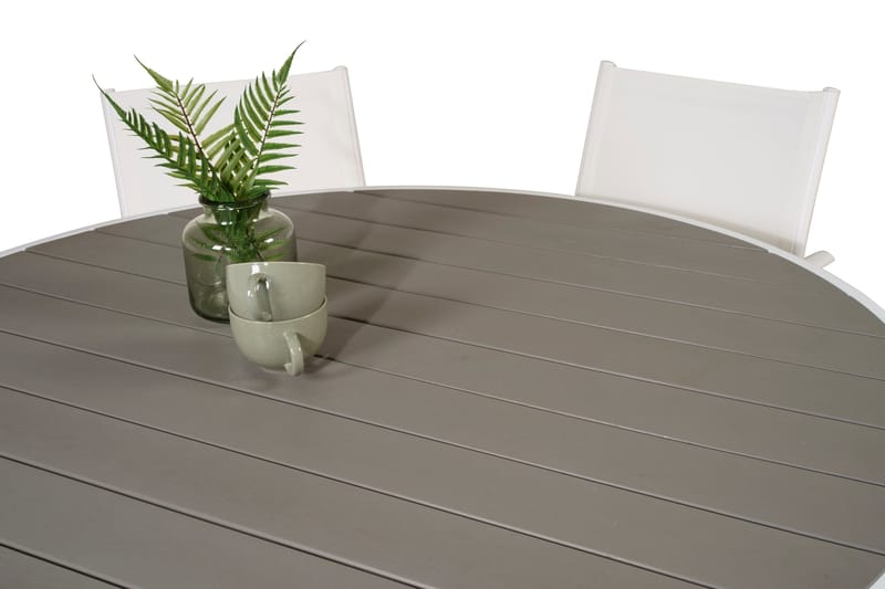Parma Spisebordssæt Ø140cm + 6 Santorini Armstole Hvid - Venture Home - Havesæt