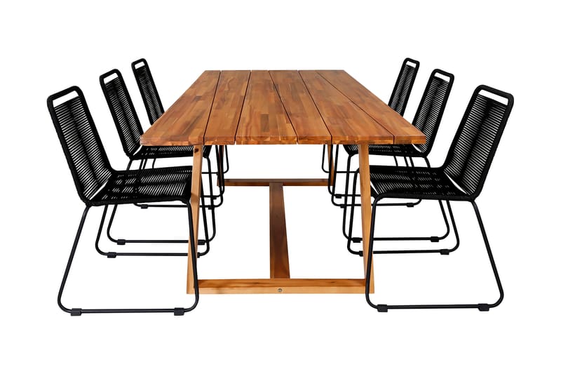 Plankton Spisebordssæt 220cm + 6 Lindos Stabelbare stole Hvi - Venture Home - Havesæt