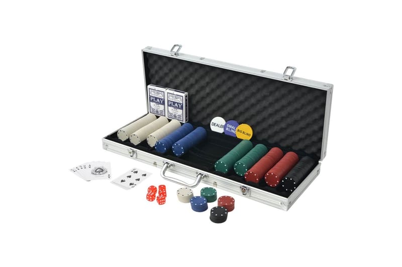 Pokersæt Med 500 Jetoner Aluminium - Flerfarvet - Havesæt