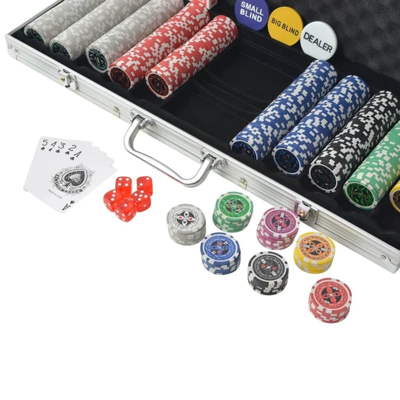 Pokersæt Med 500 Laserchips Aluminium - Flerfarvet - Havesæt