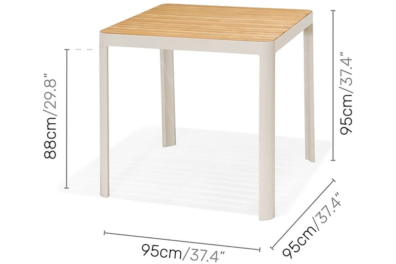 Portals Bargruppe 95 cm + 4 Barstol - Vit / teak - Havemøbler - Udendørsgruppe - Havesæt