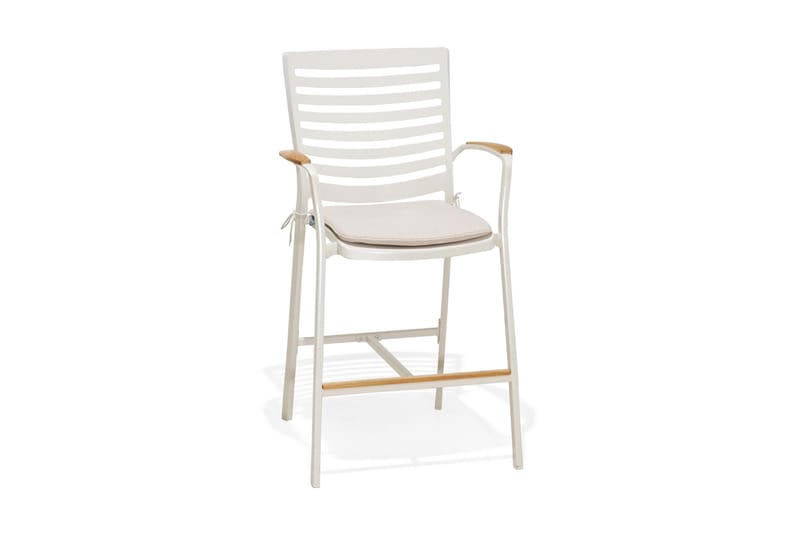 Portals Bargruppe 95 cm + 4 Barstol - Vit / teak - Havemøbler - Udendørsgruppe - Havesæt