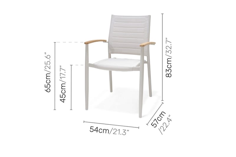 Portals Spisebordssæt 161 cm + 6 Armstole - Hvid/Træ - Havemøbler - Udendørsgruppe - Havesæt