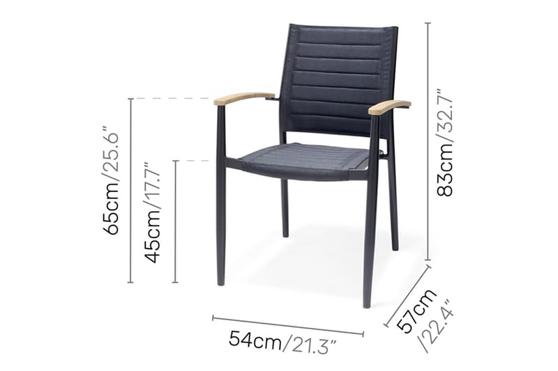 Portals Spisebordssæt 161 cm + 6 Stole - Sort/Træ - Havemøbler - Udendørsgruppe - Havesæt