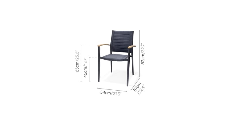 Portals Spisebordssæt 209 cm + 5 Stole + Bænk - Sort/Træ - Havemøbler - Udendørsgruppe - Havesæt