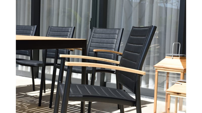 Portals Spisebordssæt 209 cm + 8 Stole - Sort/Træ - Havemøbler - Udendørsgruppe - Havesæt
